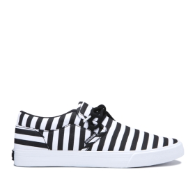 Womens Supra Low Top Shoes CUBA Black/White Stripe | AU-52216